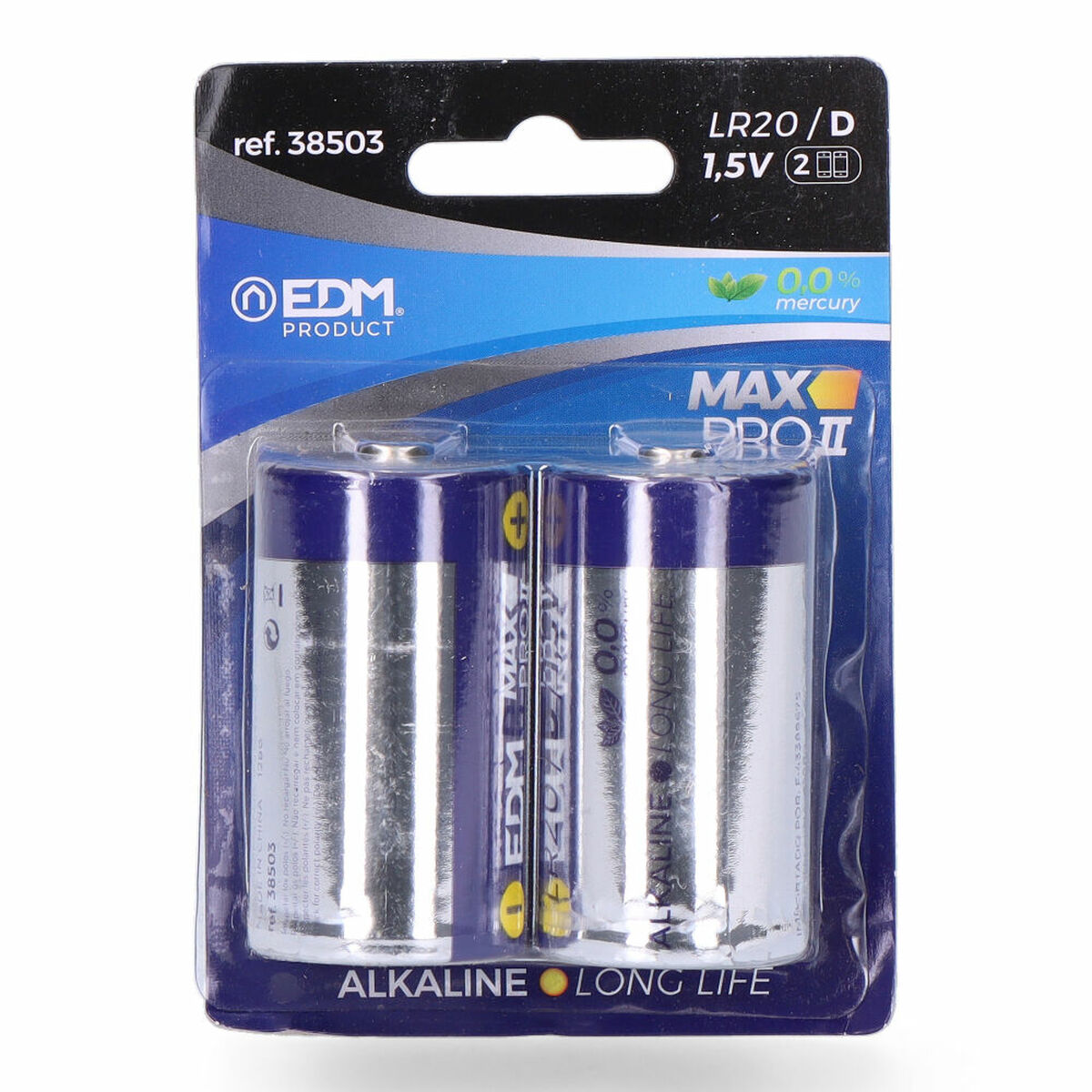 Baterii Alcaline EDM Max Pro II Long Life LR20 1,5 V Tip D (2 Unități)
