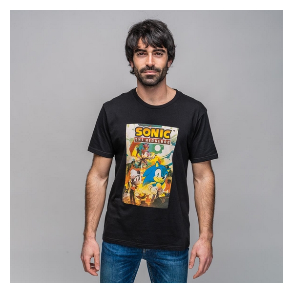Tricou cu Mânecă Scurtă Bărbați Sonic Negru - Mărime XL