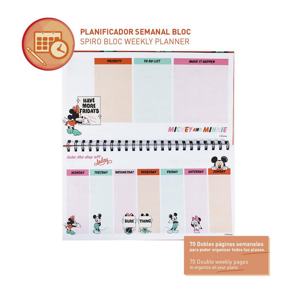 Weekly Planner Minnie Mouse Blocnotes (35 x 16,7 x 1 cm)