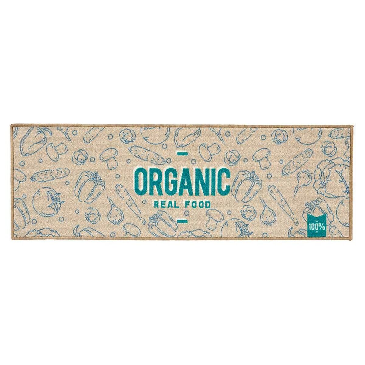 Covor Organic Bej Albastru Verde Poliamidă (40 x 1 x 120 cm)
