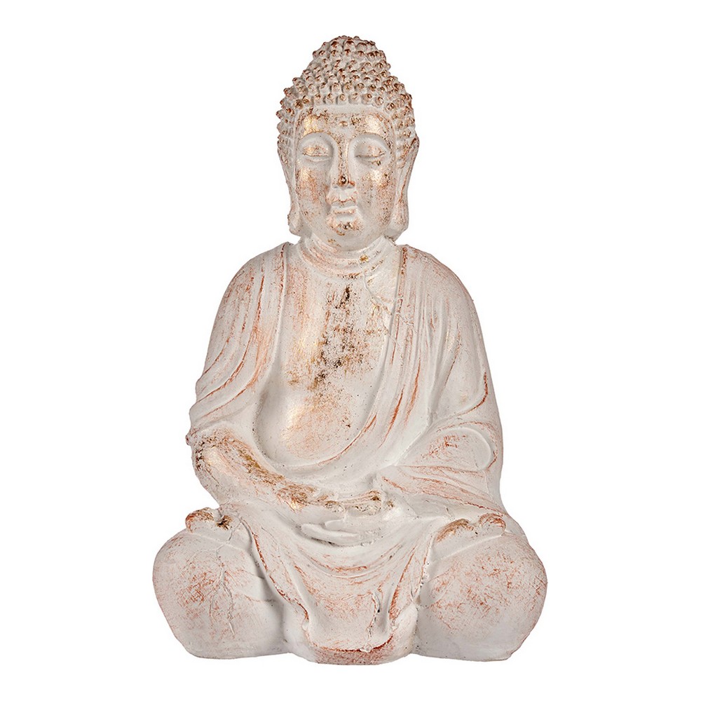 Figurină decorativă de grădină Buda Alb/Argintiu Polirășină (24,5 x 50 x 31,8 cm)