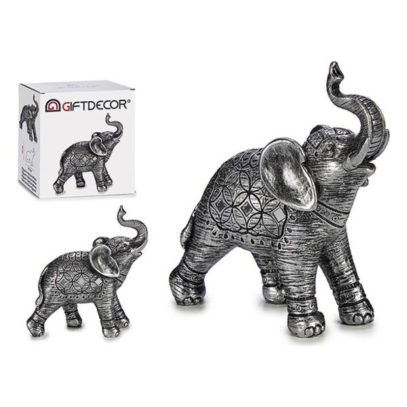 Elefant Argintiu Rășină Argintiu (6 x 15 x 14 cm)