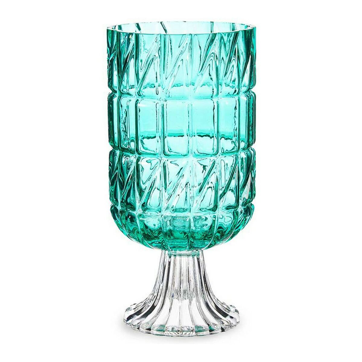 Vază Gravare Geam Turquoise (13 x 26,5 x 13 cm)