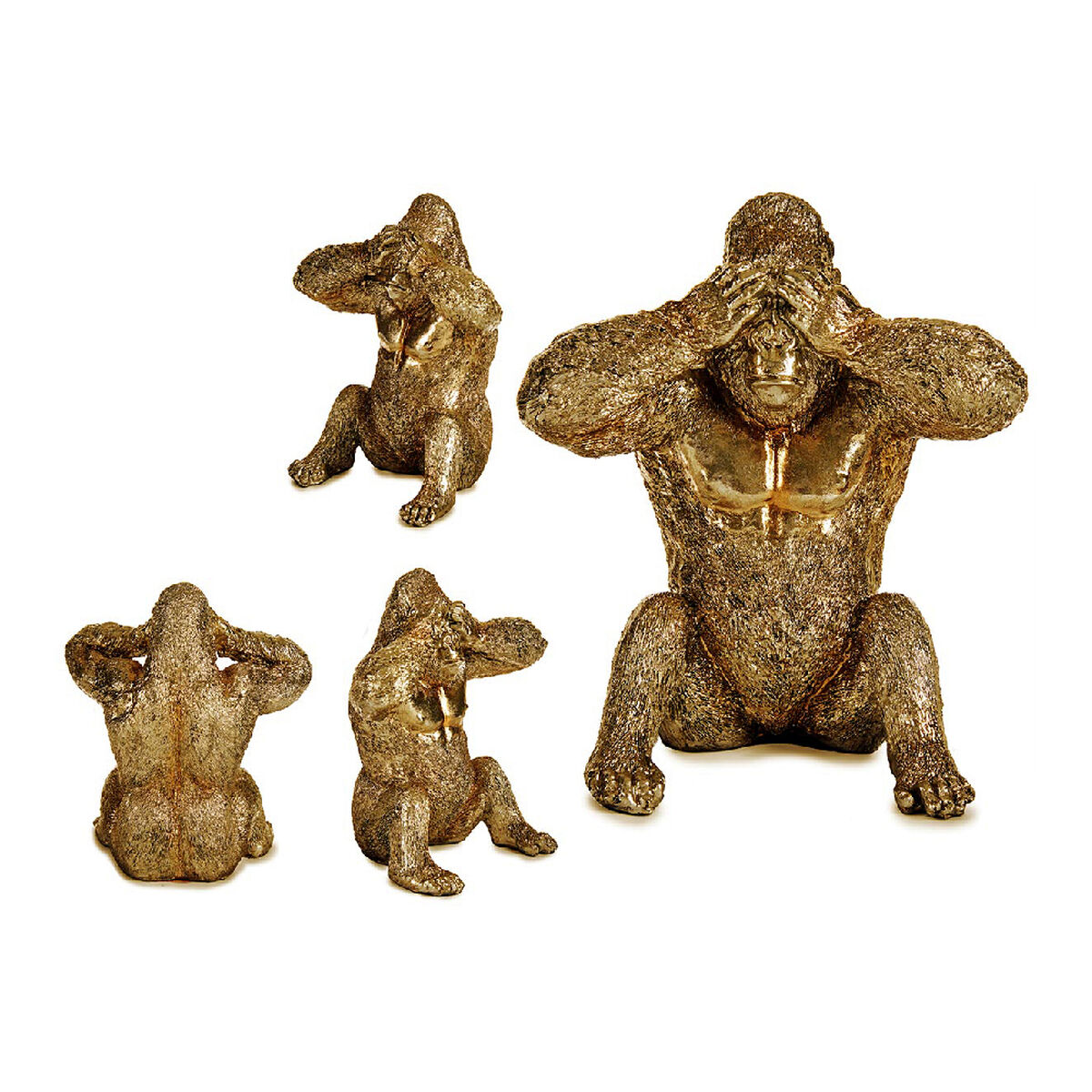 Figură Decorativă Gorilă Auriu* Rășină (9 x 18 x 17 cm)
