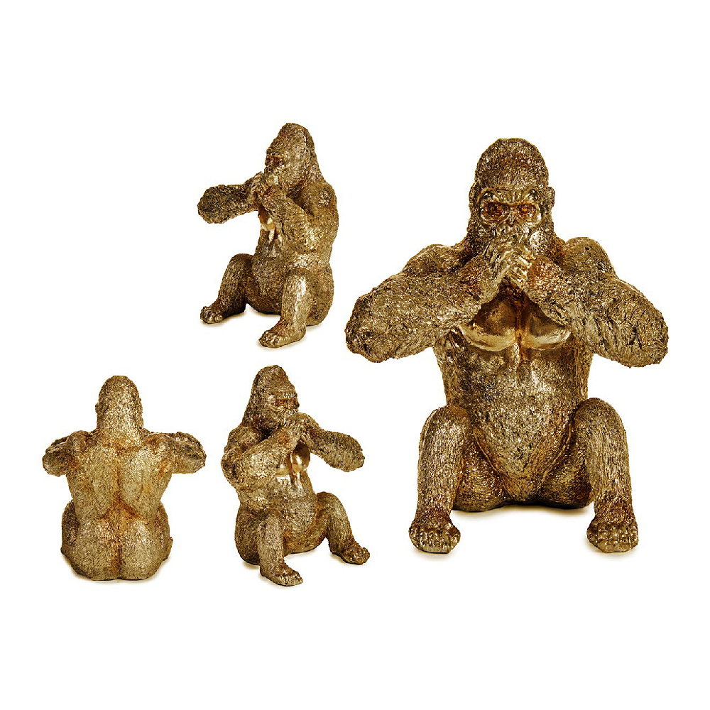 Figură Decorativă Gorilă Auriu* Rășină (11 x 18 x 16,2 cm)