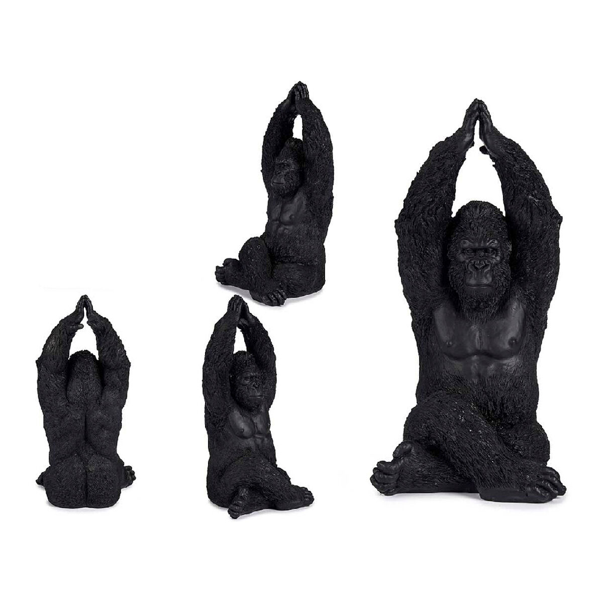 Figură Decorativă Gorilă Negru Rășină (18 x 36,5 x 19,5 cm)