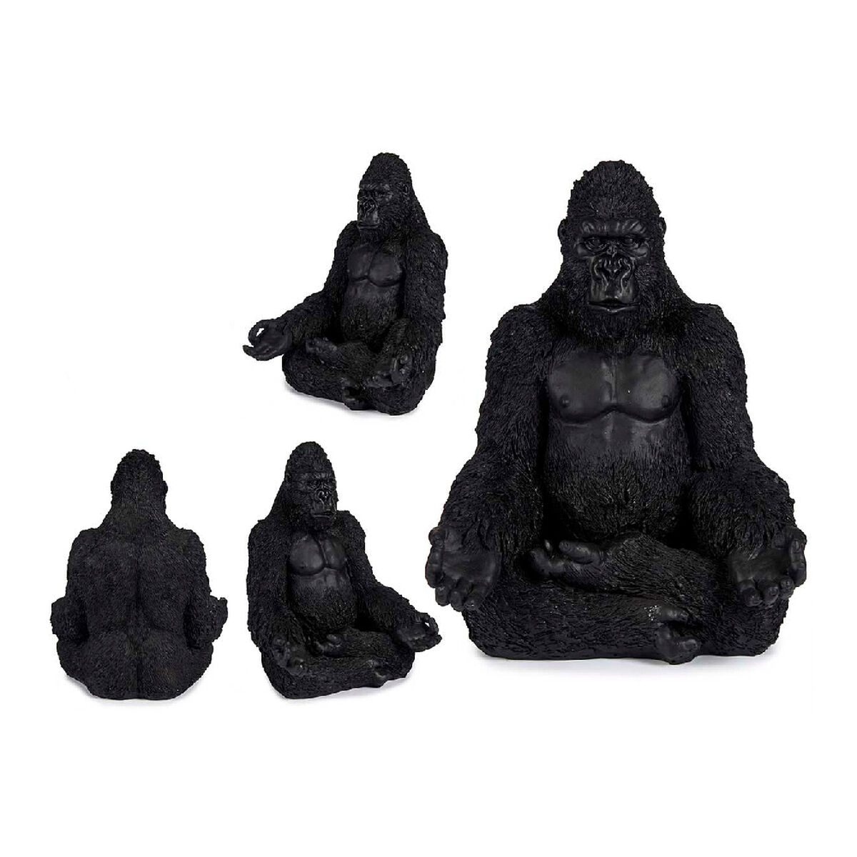 Figură Decorativă Gorilă Negru Rășină (19 x 26,5 x 22 cm)