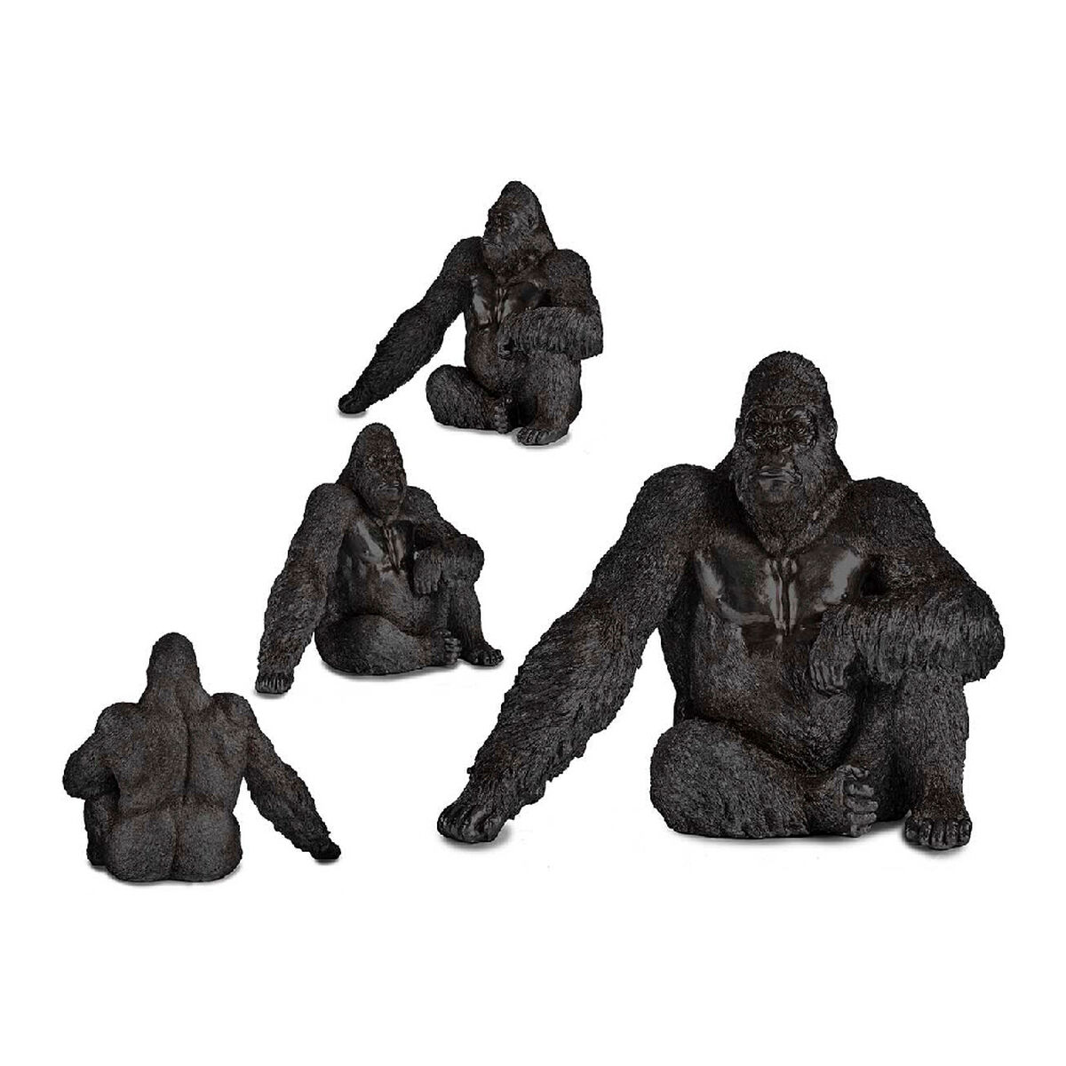 Figură Decorativă Gorilă Negru Rășină (34 x 50 x 63 cm)