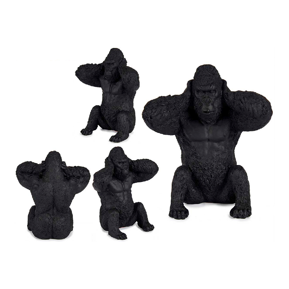 Figură Decorativă Gorilă Negru Rășină (10 x 18 x 17 cm)