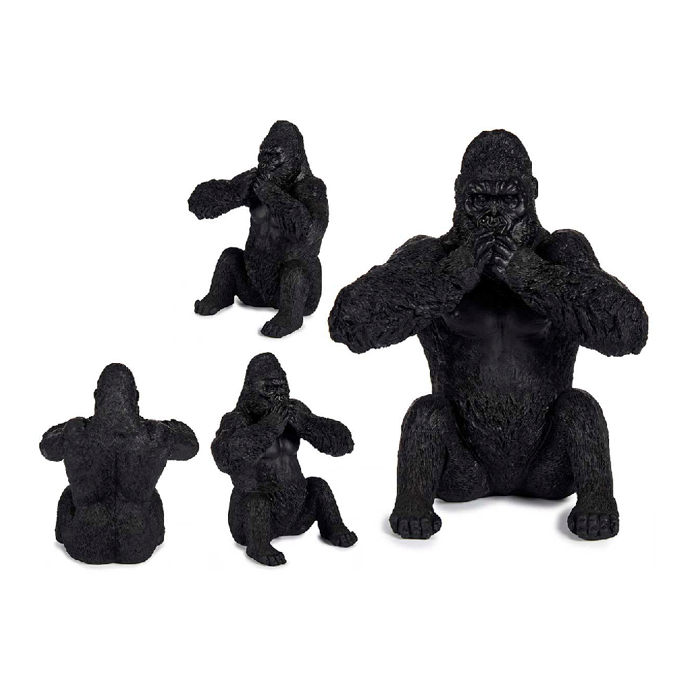 Figură Decorativă Gorilă Negru Rășină (11 x 18 x 16 cm)