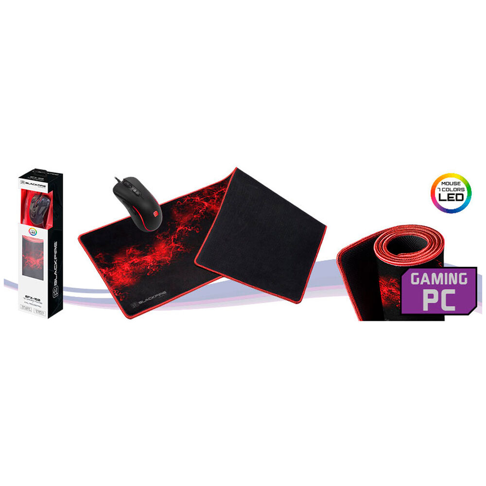 Mouse și mouse pad pentru jocuri Blackfire BFX-150 LED Negru