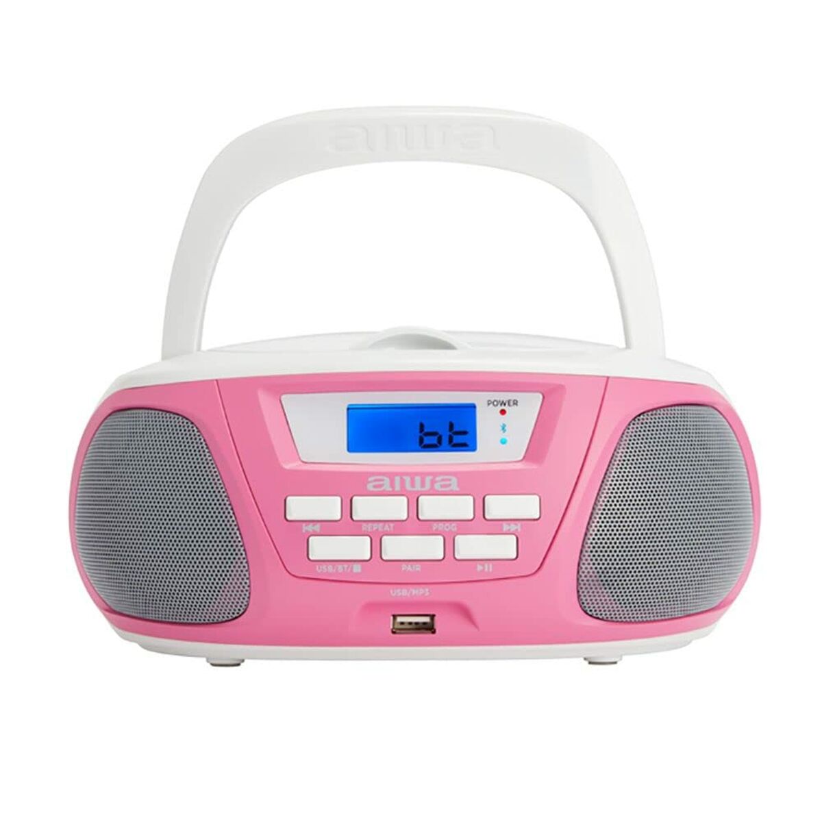 Radio CD MP3 cu Bluetooth Aiwa BBTU300PK    5W Roz Alb