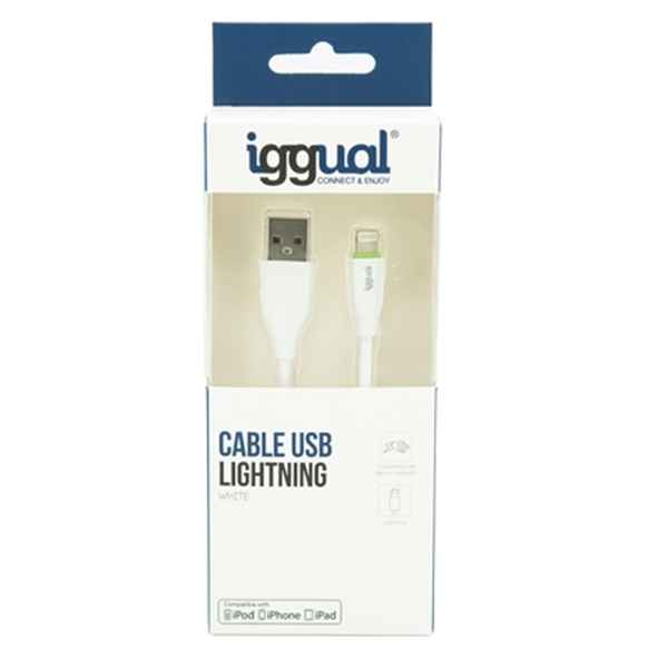 Cablu Lightning iggual IGG316955 1 m Alb
