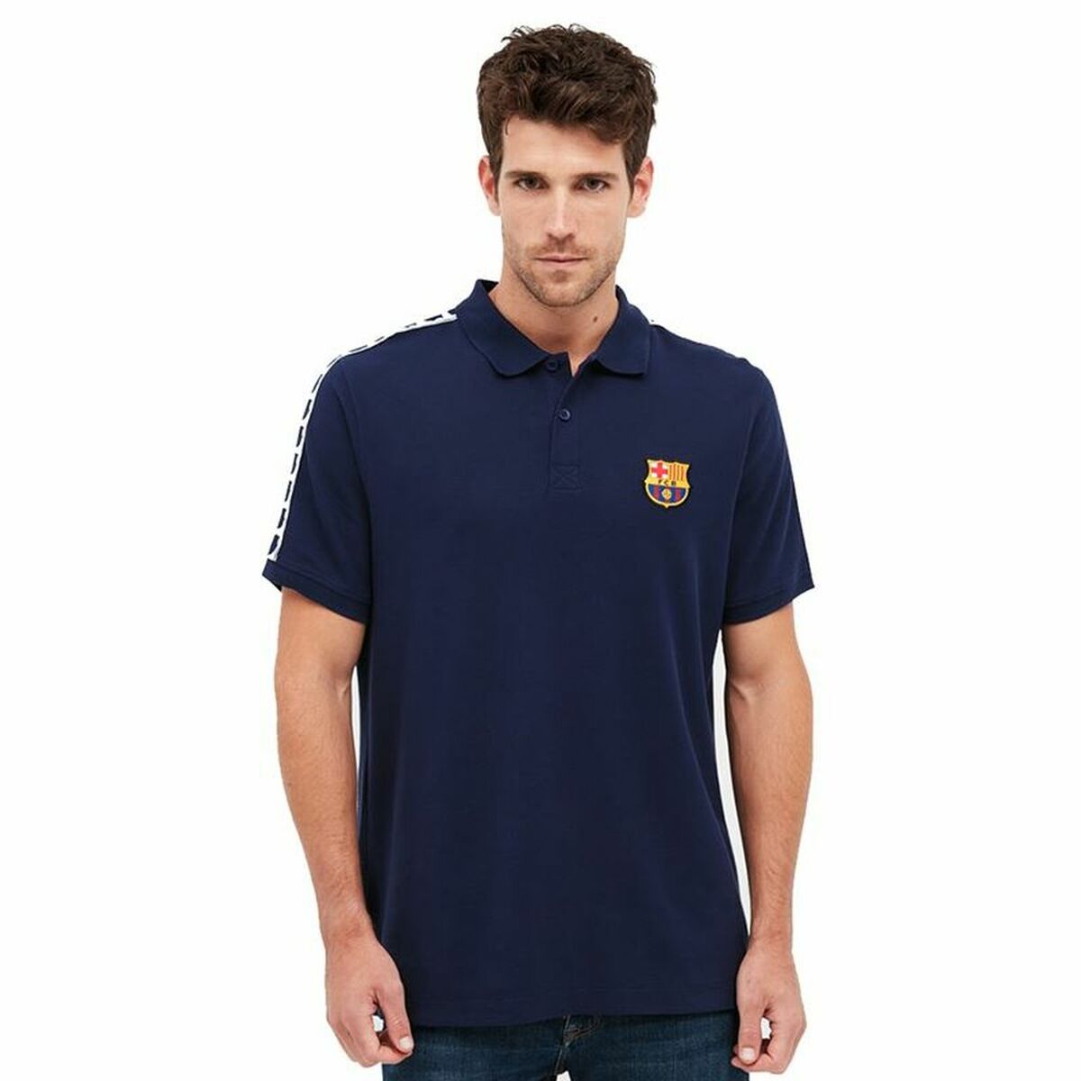 Tricou Polo cu Mânecă Scurtă Bărbați F.C. Barcelona Bleumarin - Mărime M
