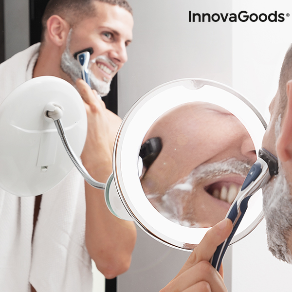 Oglindă cosmetică cu LED cu picior flexibil și ventuză Mizoom InnovaGoods