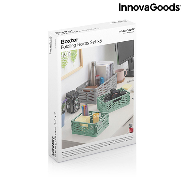 Set de 3 cutii organizatoare pliabile și stivuibile Boxtor InnovaGoods