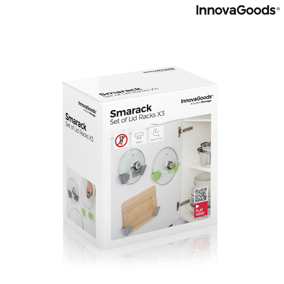 Set de 3 suporturi adezive pentru capace de cratiță Smarack InnovaGoods