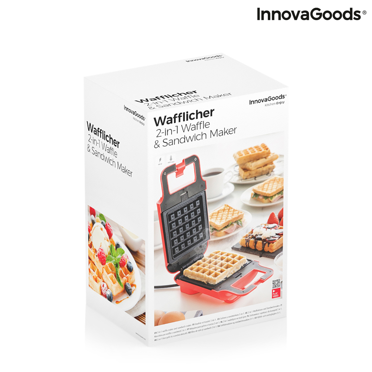 Waffle Maker și Sandwich Maker 2-în-1 cu Rețete Wafflicher InnovaGoods