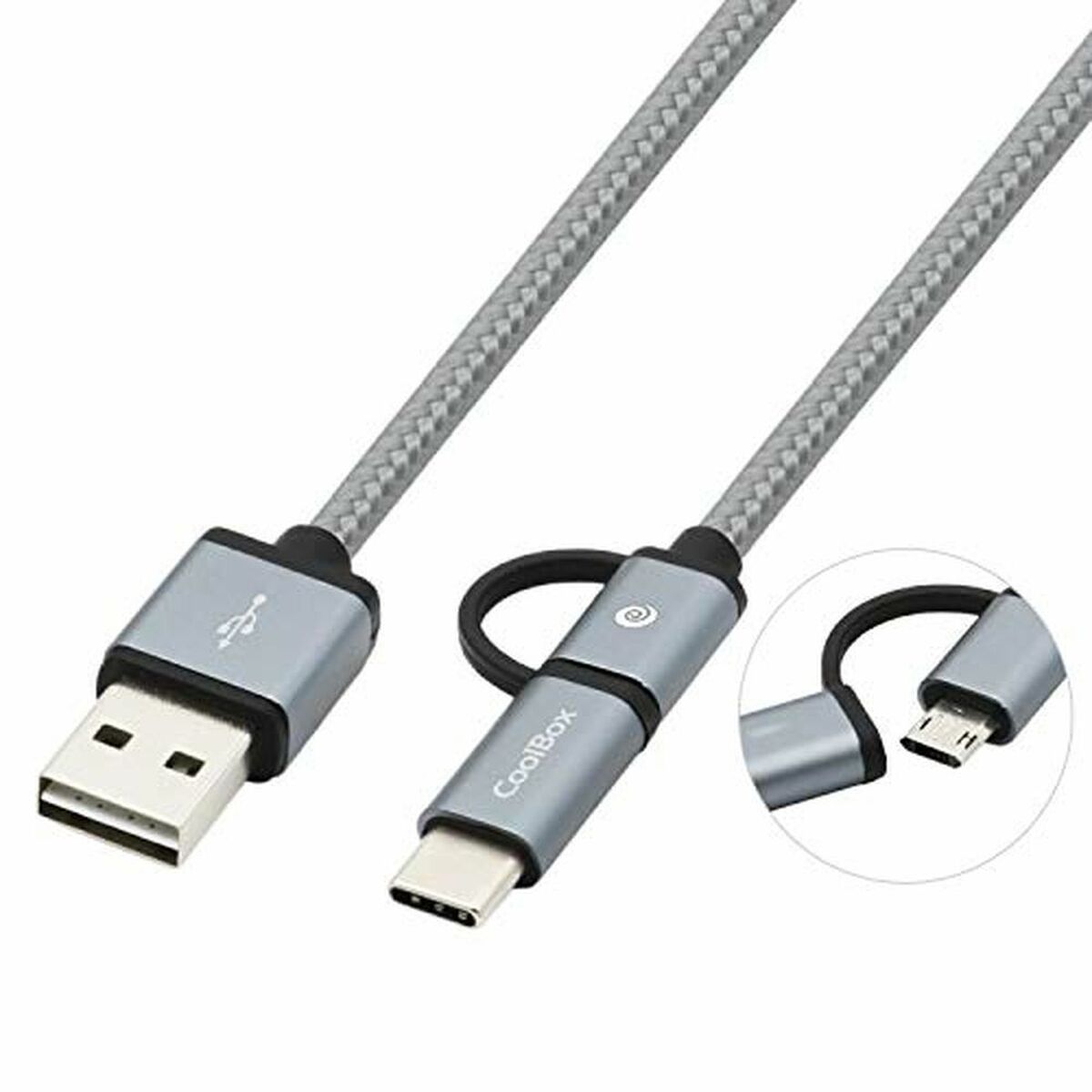 Cablu USB la Micro USB și USB C CoolBox COO-CAB-U2MC-GR     