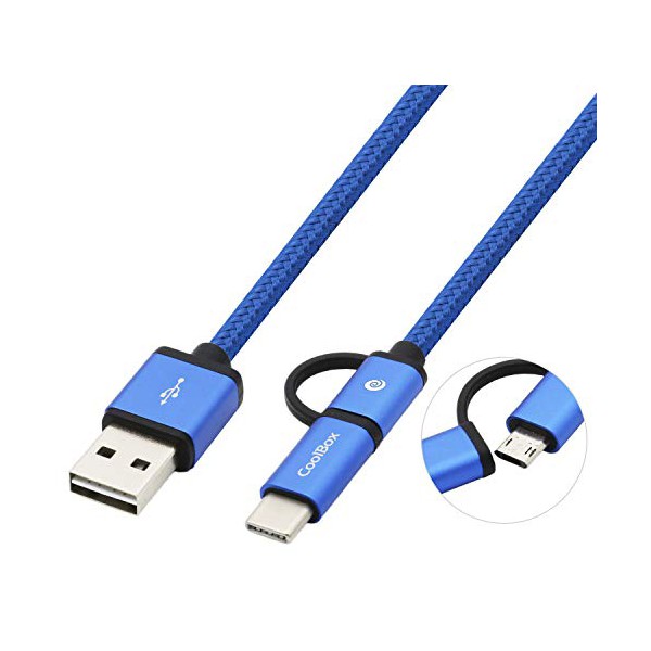 Cablu USB la Micro USB și USB C CoolBox COO-CAB-U2MC - Culoare Gri