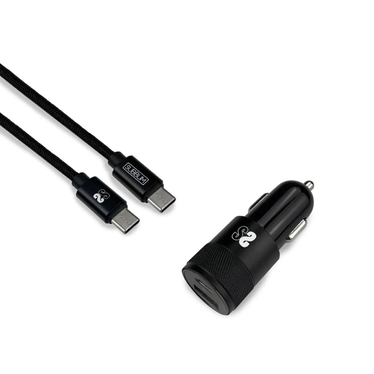 Încărcător de Mașină USB Universal + Cablu USB C Subblim
