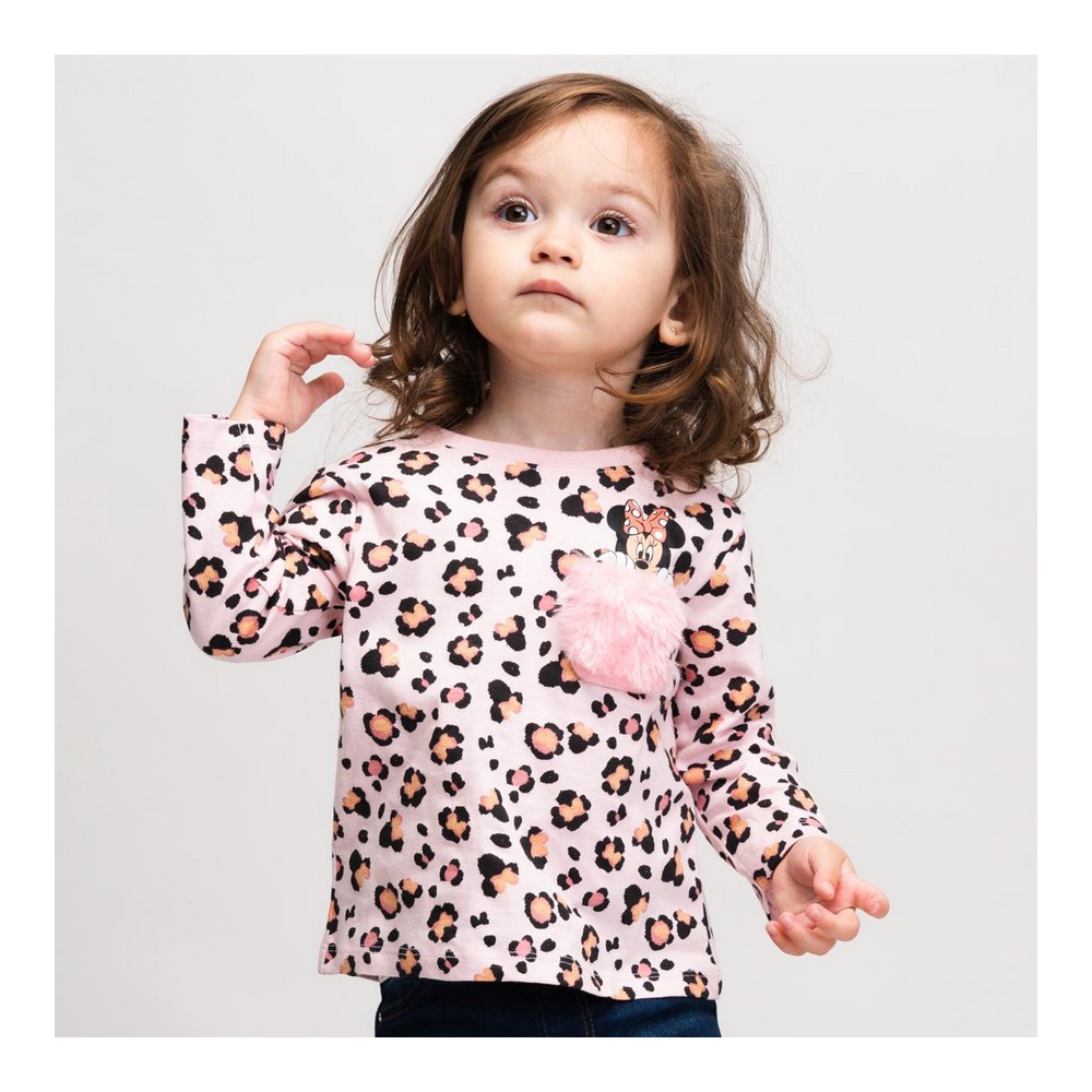 Tricou cu Mânecă Lungă pentru Copii Minnie Mouse Roz - Mărime 18 Luni