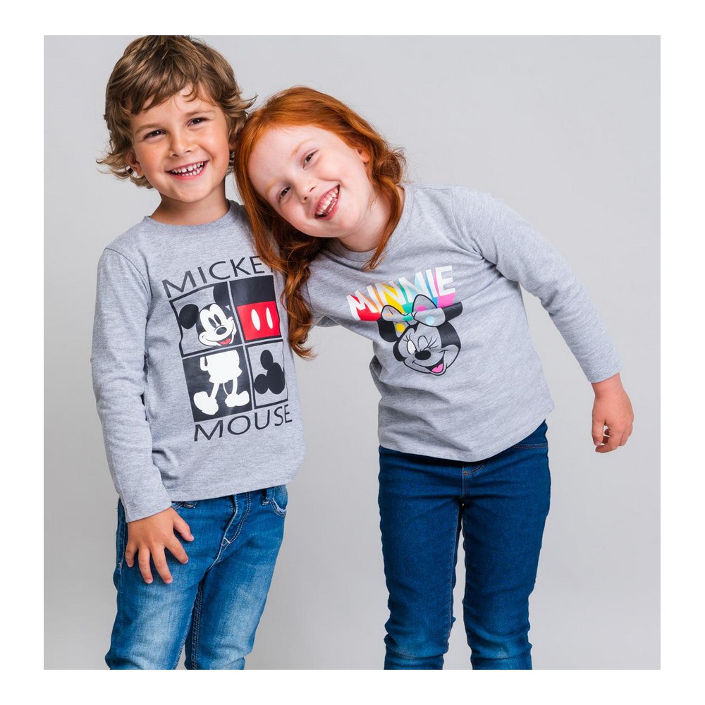 Tricou cu Mânecă Lungă pentru Copii Minnie Mouse Gri - Mărime 4 Ani