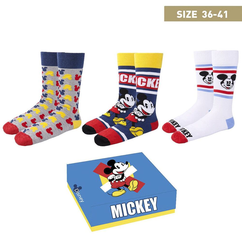 Șosete Mickey Mouse Unisex 3 perechi (Mărime unică (36-41))