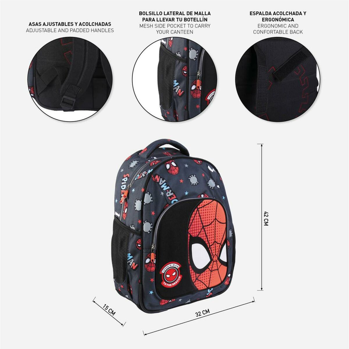 Ghiozdan Spiderman 2100003822 Negru (32 x 15 x 42 cm)