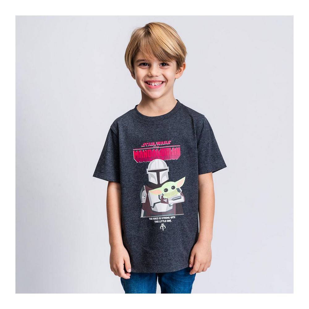Tricou cu Mânecă Scurtă pentru Copii The Mandalorian Negru - Mărime 4 Ani