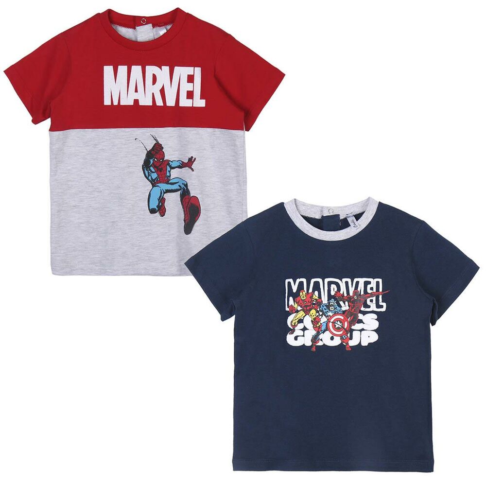 Tricou cu Mânecă Scurtă pentru Copii Marvel 2 Unități - Mărime 24 Luni