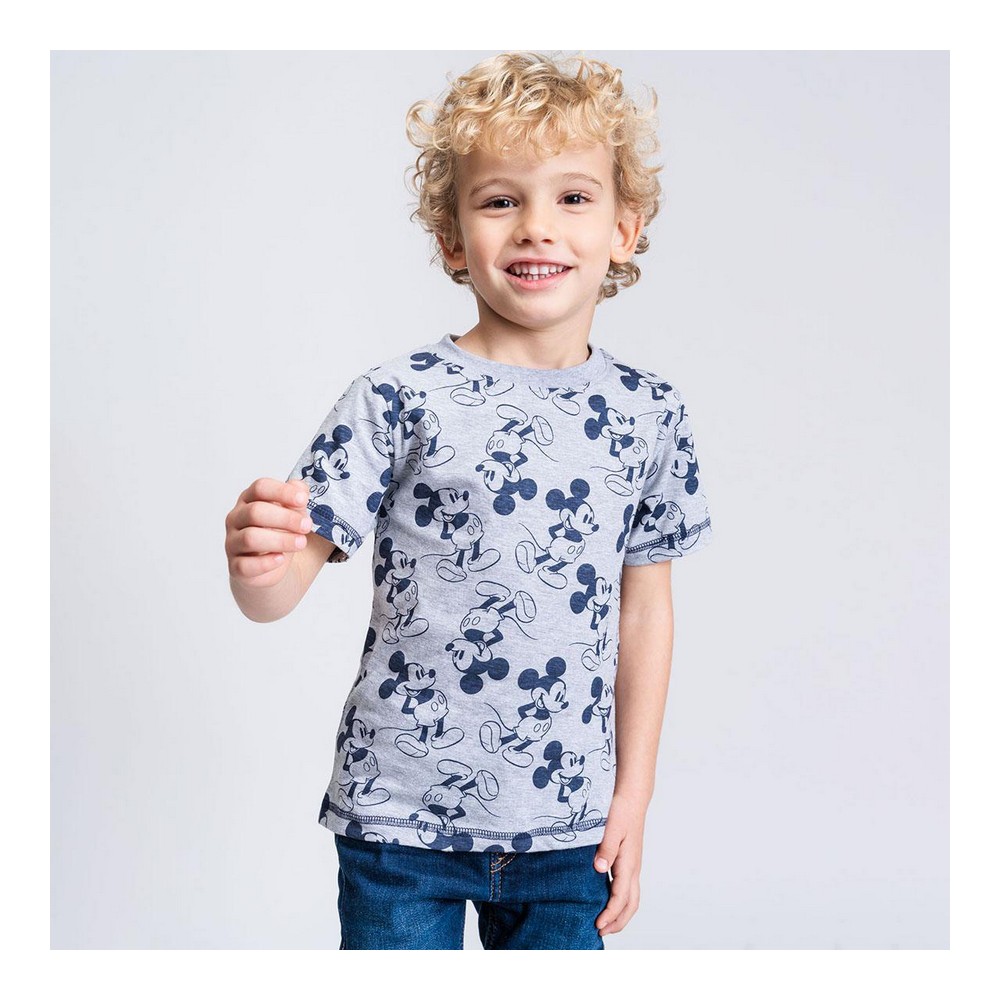 Tricou cu Mânecă Scurtă pentru Copii Mickey Mouse Gri - Mărime 8 Ani