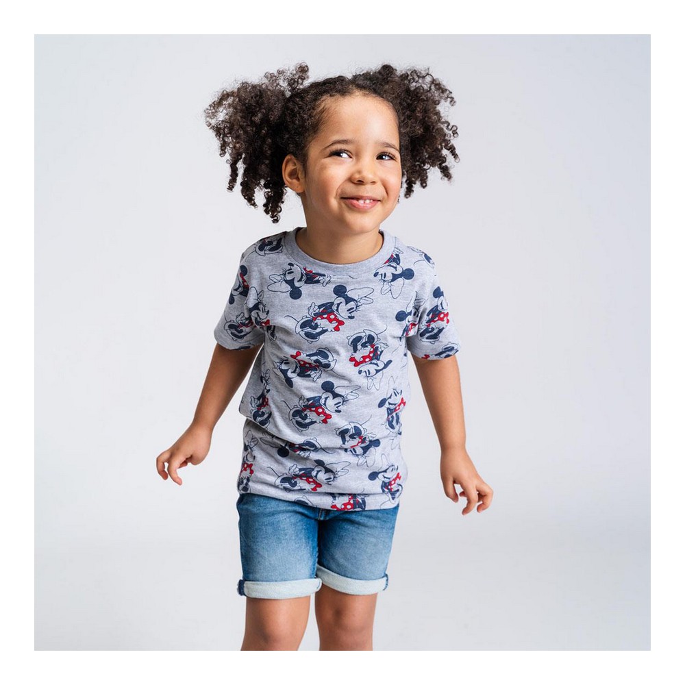 Tricou cu Mânecă Scurtă pentru Copii Minnie Mouse Gri - Mărime 8 Ani
