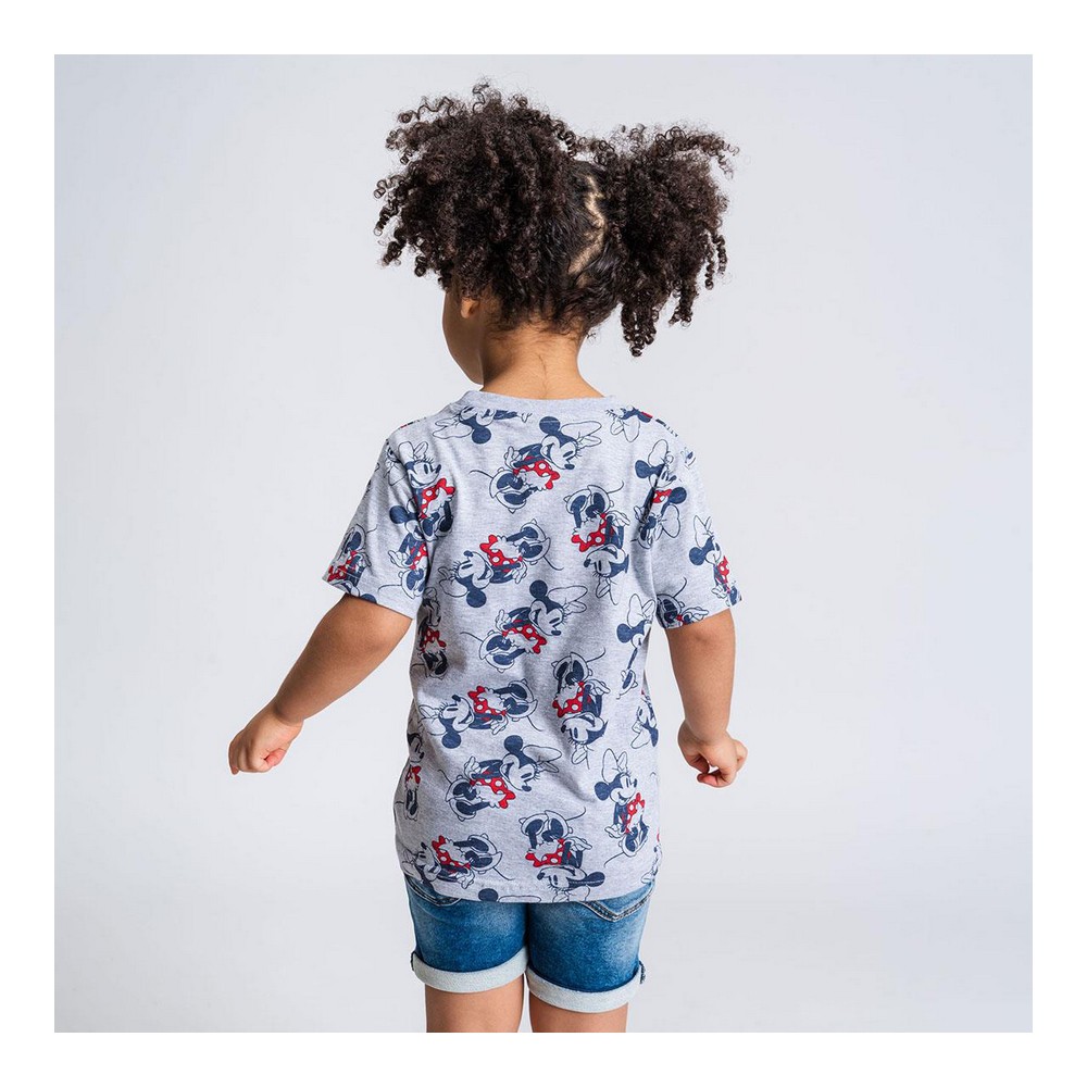 Tricou cu Mânecă Scurtă pentru Copii Minnie Mouse Gri - Mărime 8 Ani