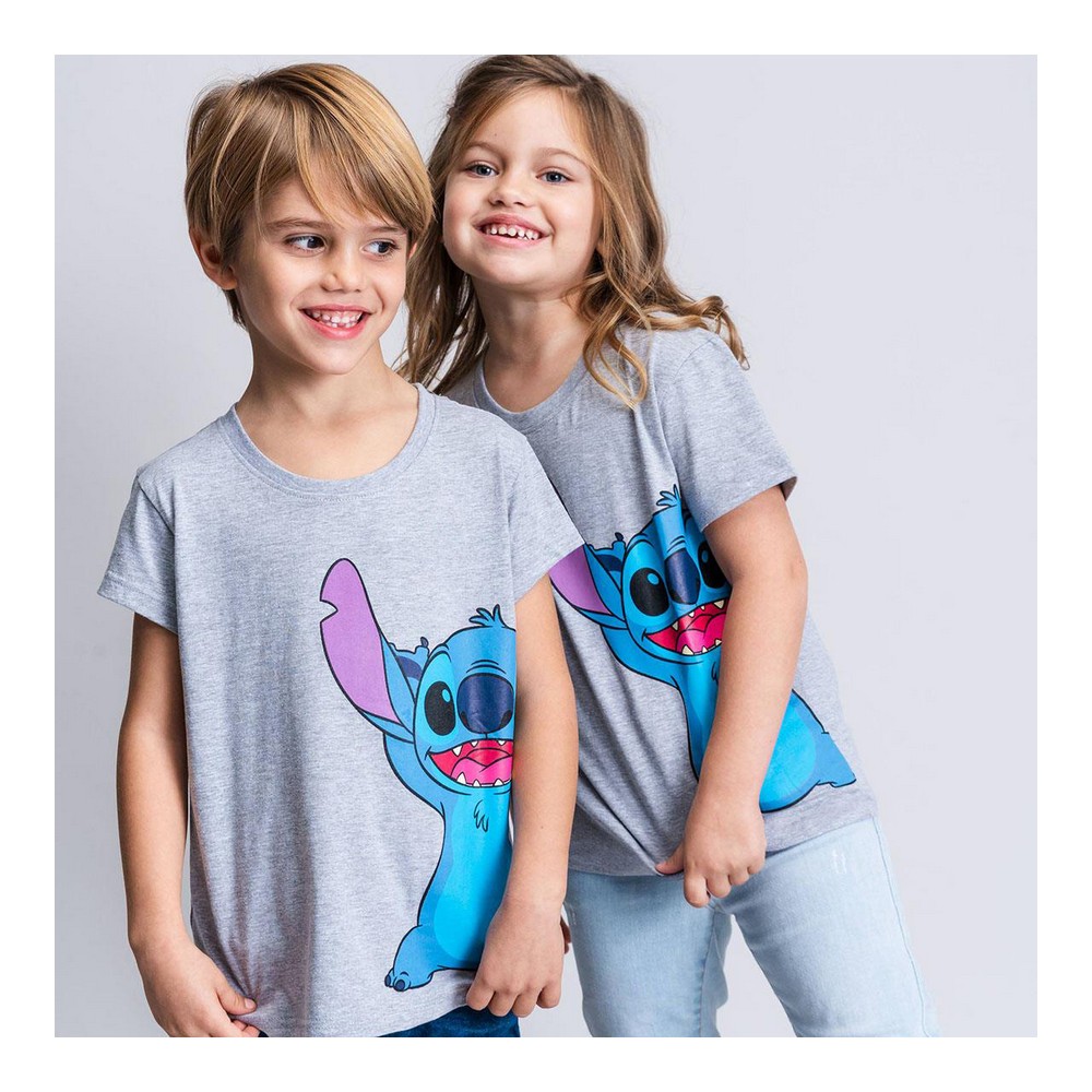 Tricou cu Mânecă Scurtă pentru Copii Stitch Gri - Mărime 4 Ani