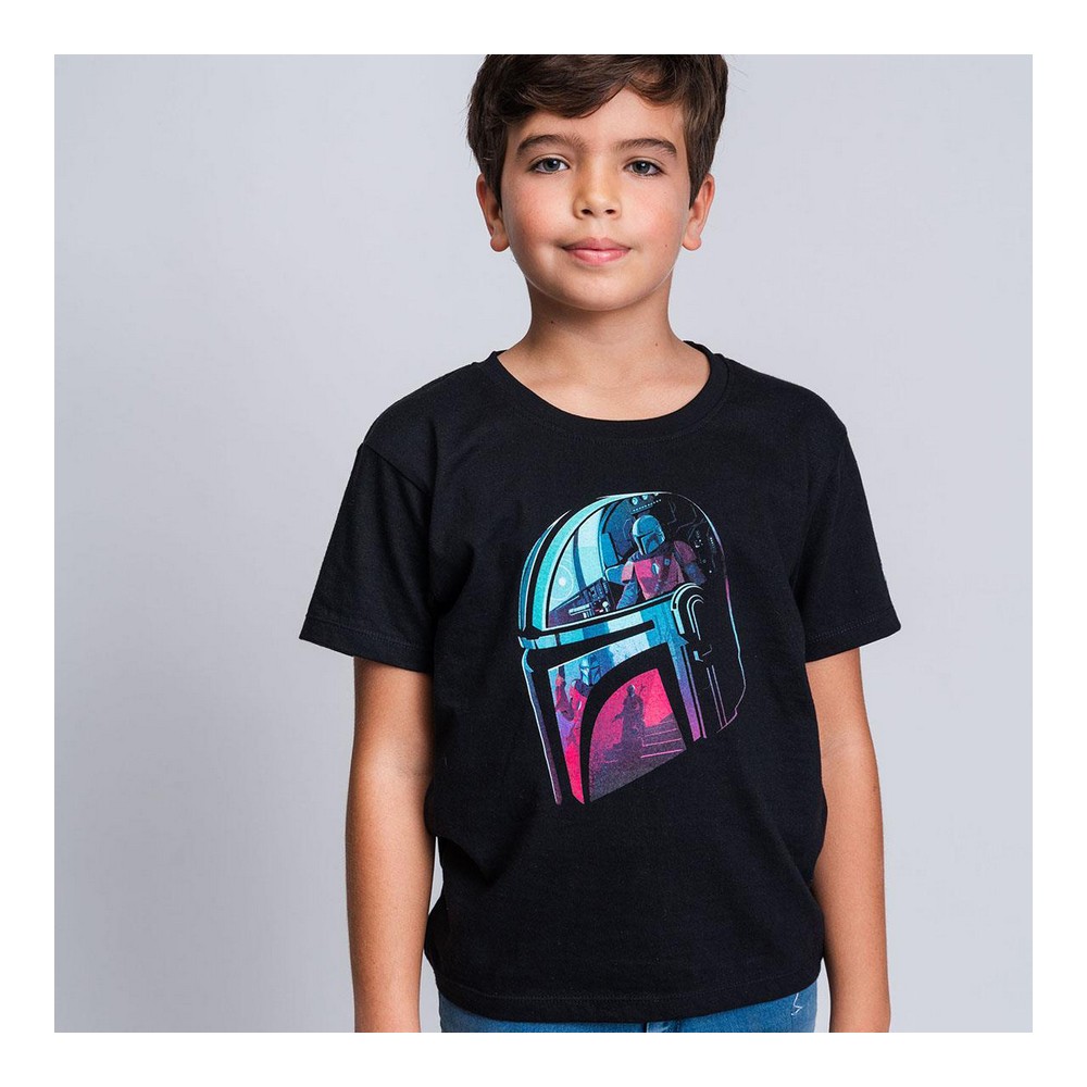 Tricou cu Mânecă Scurtă pentru Copii The Mandalorian Negru - Mărime 6 Ani