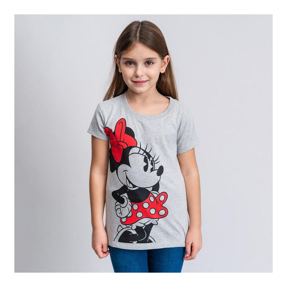 Tricou cu Mânecă Scurtă pentru Copii Minnie Mouse Gri - Mărime 6 Ani