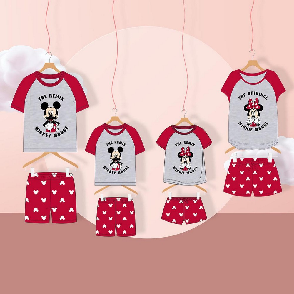 Pijamaua de Vară Mickey Mouse Roșu Gri Bărbați - Mărime S