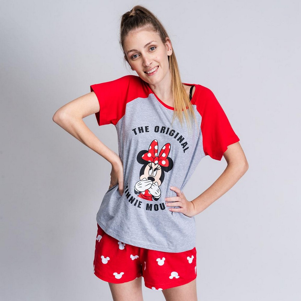 Pijamaua de Vară Minnie Mouse Femeie Roșu Gri - Mărime XS