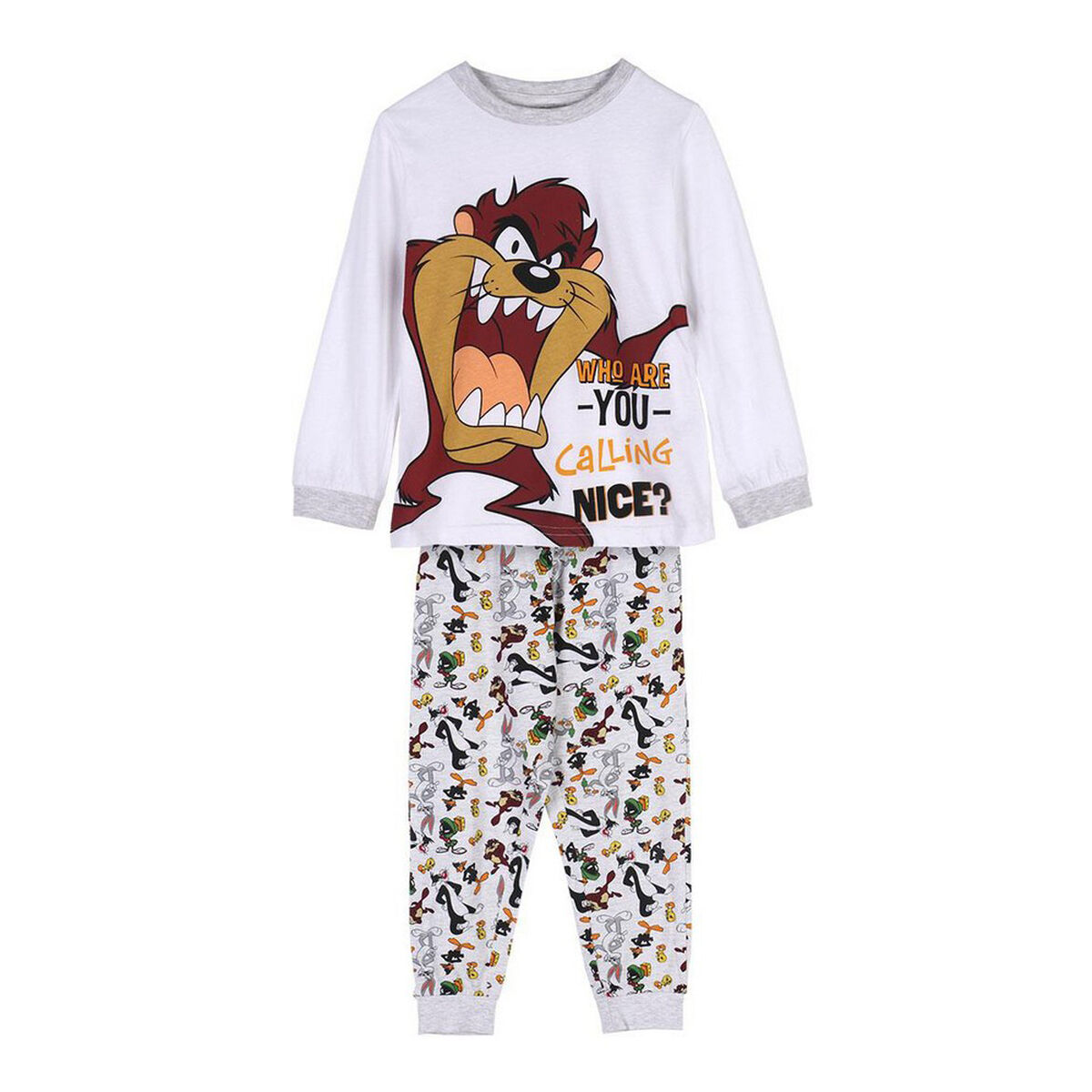 Pijama Infantil Looney Tunes Gri - Mărime 8 Ani