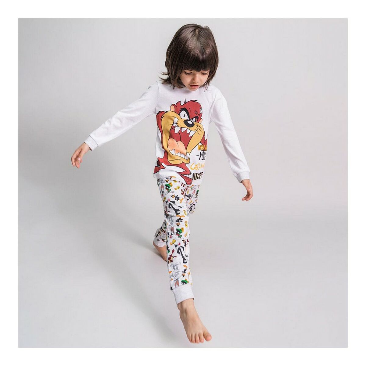 Pijama Infantil Looney Tunes Gri - Mărime 8 Ani