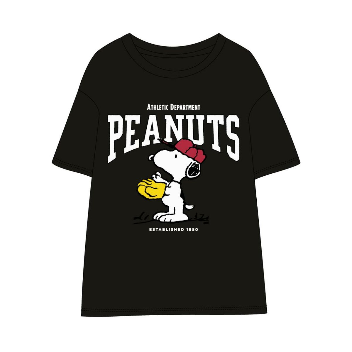 Tricou cu Mânecă Scurtă Femei Snoopy Negru - Mărime XS