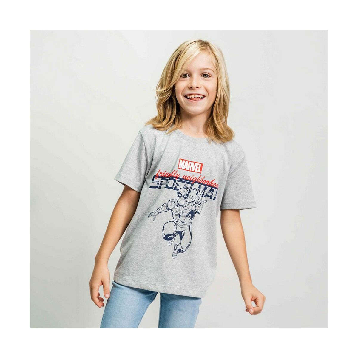 Tricou cu Mânecă Scurtă Spiderman Infantil Gri - Mărime 12 Ani