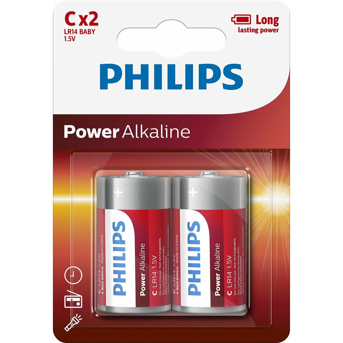 Baterii Alcaline Philips Power LR14 1,5 V Tip C (2 Unități)