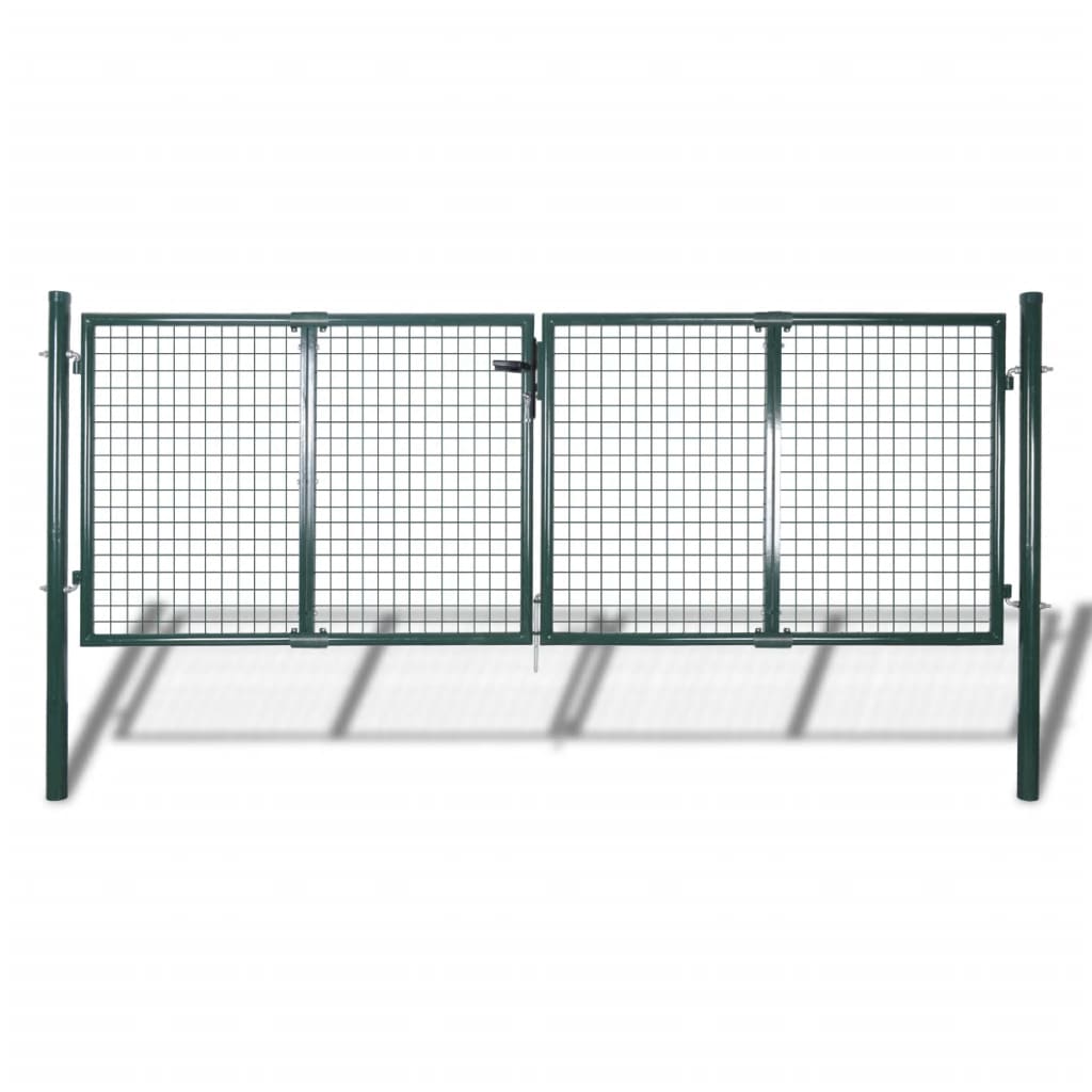 Poartă de gard din oțel, verde, 306 x 175 cm