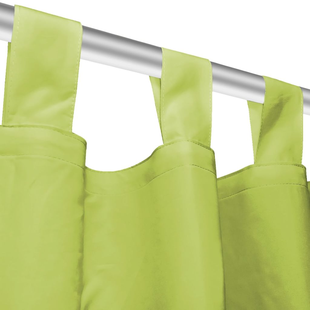 Draperii micro-satin cu bride, 2 buc, 140 x 225 cm, verde