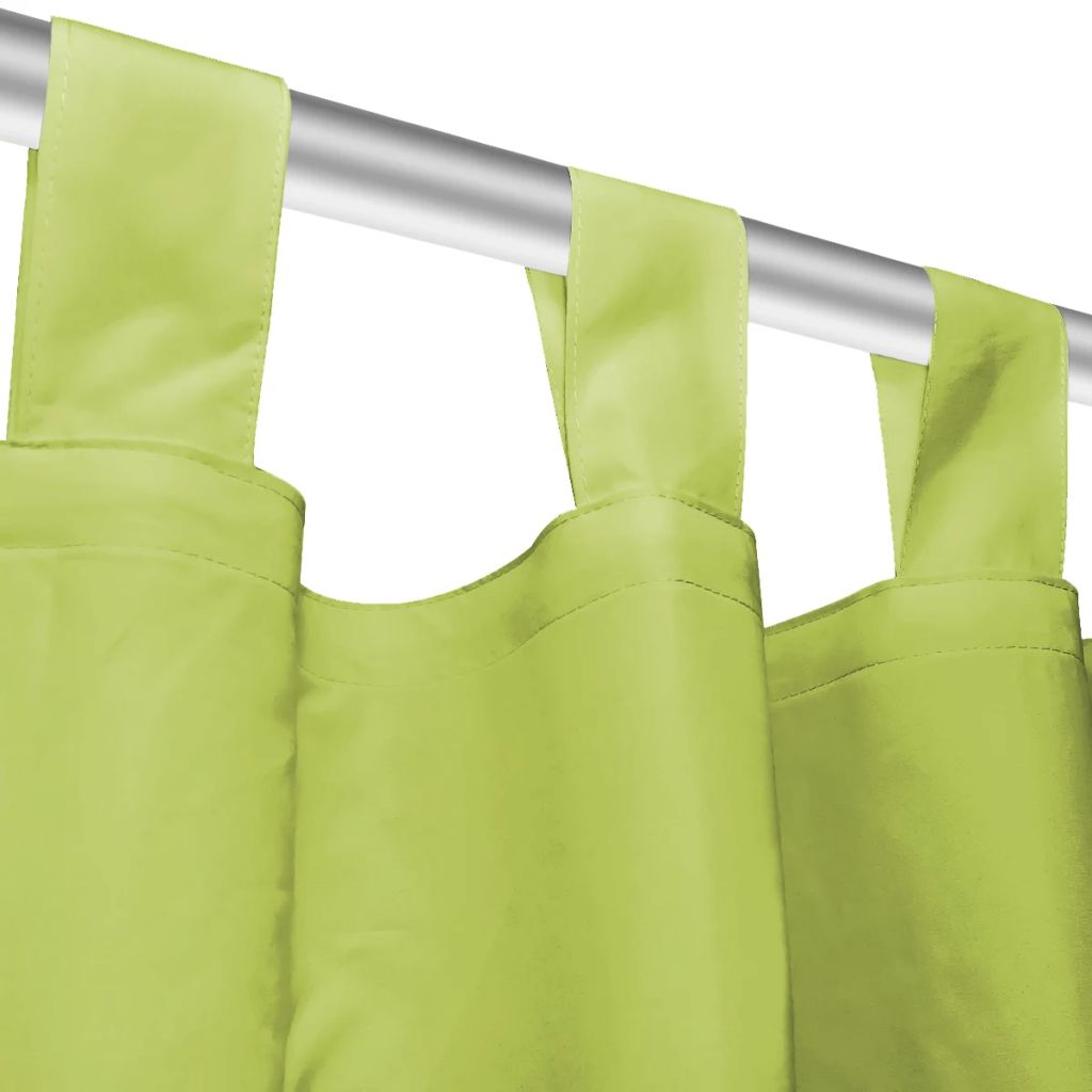 Draperii micro-satin cu bride, 2 buc, 140 x 245 cm, verde