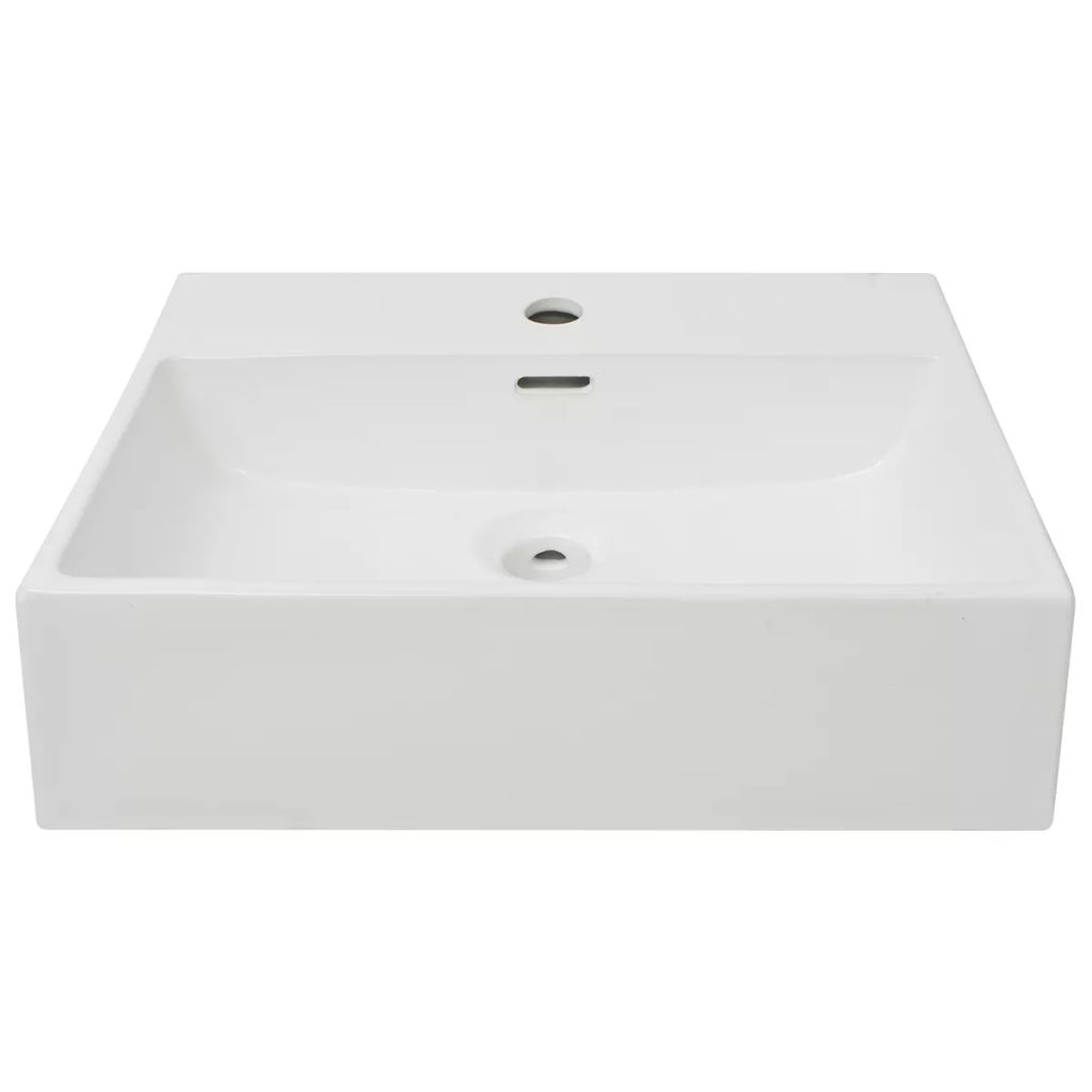 Chiuvetă baie, orificiu robinet, ceramică, 51,5x38,5x15 cm, alb
