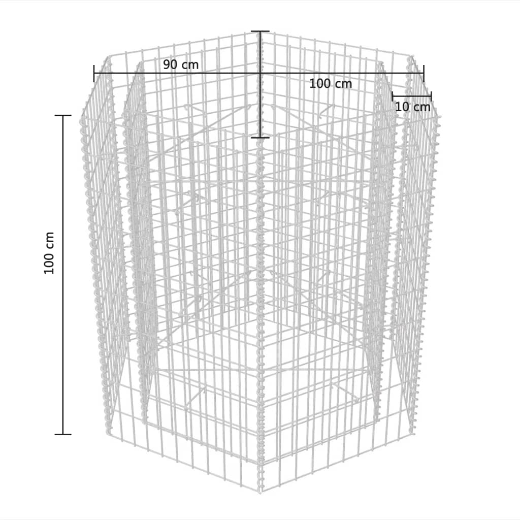 Jardinieră gabion hexagonală, 100 x 90 x 100 cm