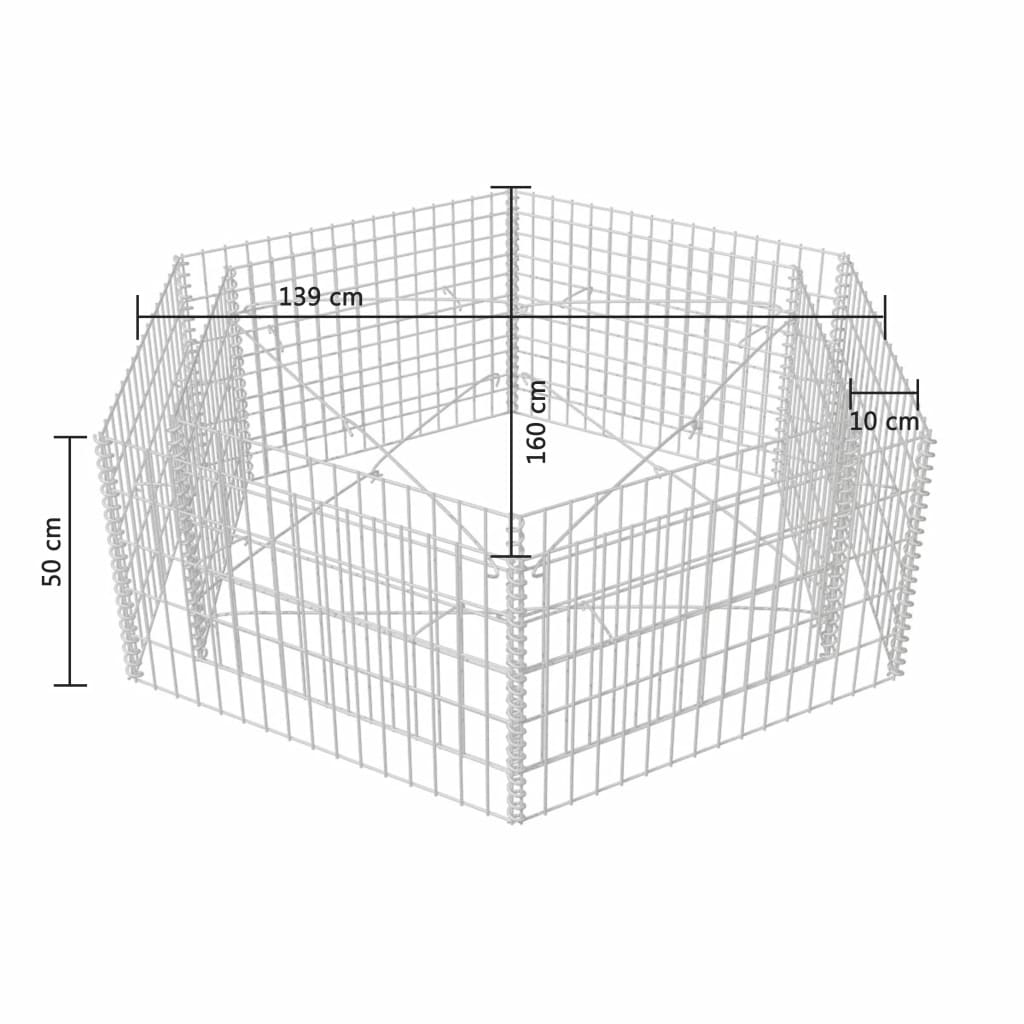 Jardinieră gabion hexagonală, 160 x 139 x 50 cm